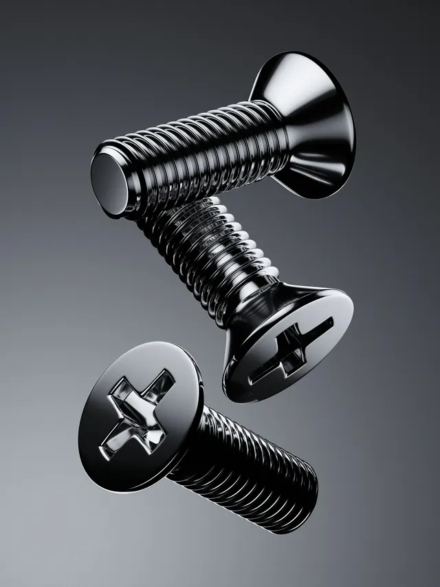 3D Rendered Screws and Bolts