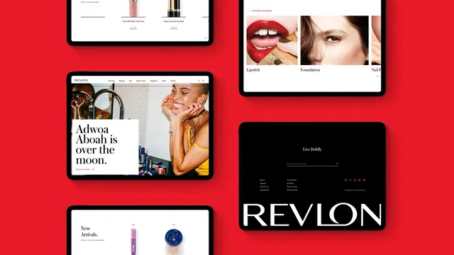 Revlon Beauty Brand Identity & Layouts, minimal, corporate-clean, light