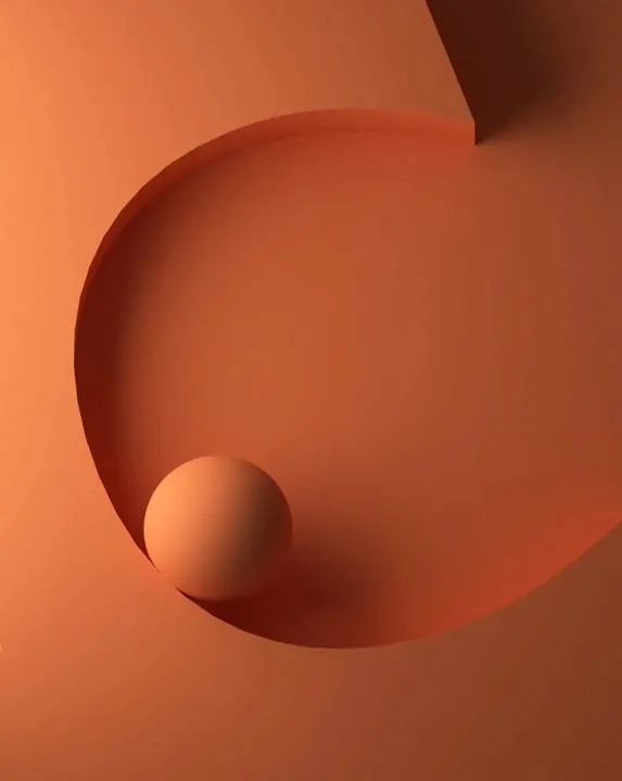 Warm Orange 3D Abstract Sphere and Curve, minimal, 3d-render, warm