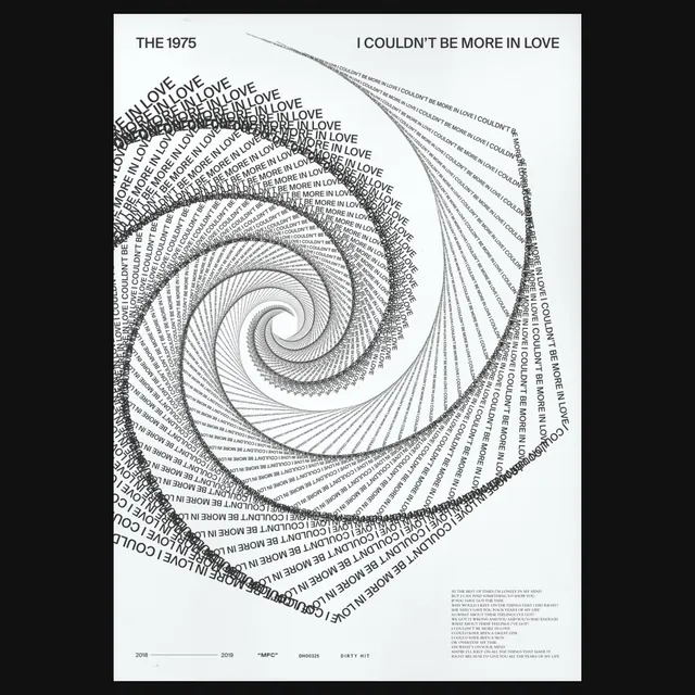 Spiral Typography Composition, minimal, swiss, monochrome