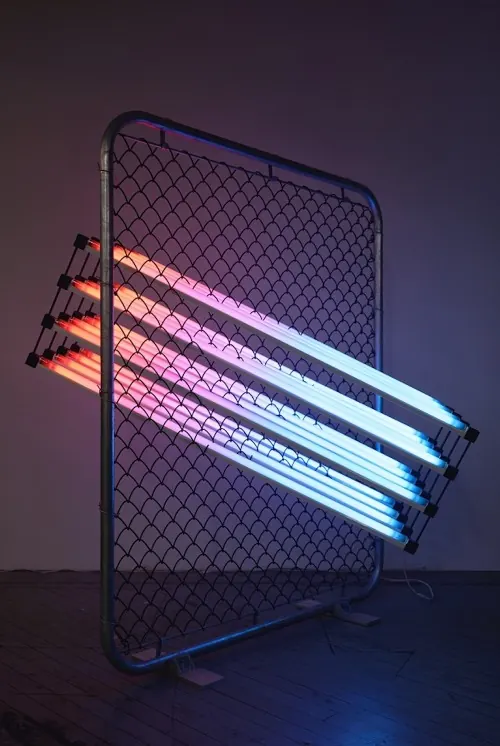 Neon Tube Light Installation, minimal, dark-mode, dark