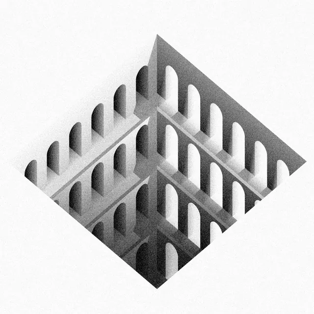 Isometric Architectural Structure, minimal, geometric, monochrome