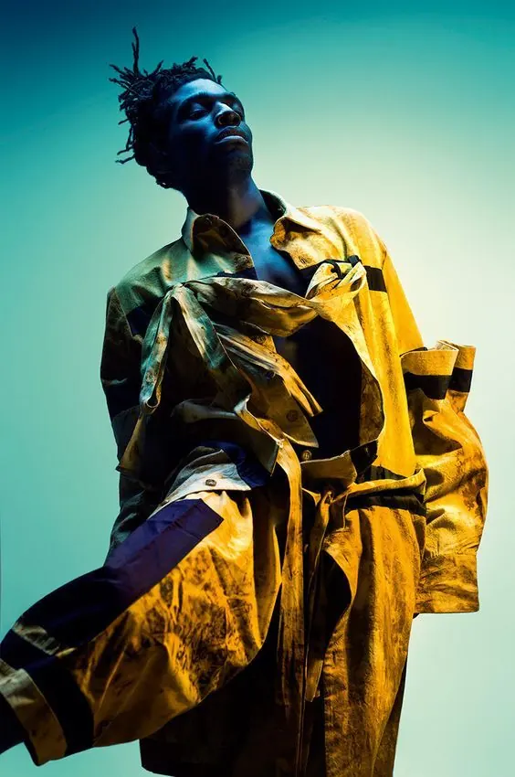 Portrait of a Person in Yellow Garment, photographic, vibrant