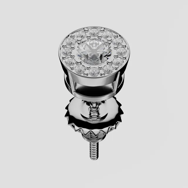 Chrome Metallic Button Component, 3d-render, luxury, monochrome