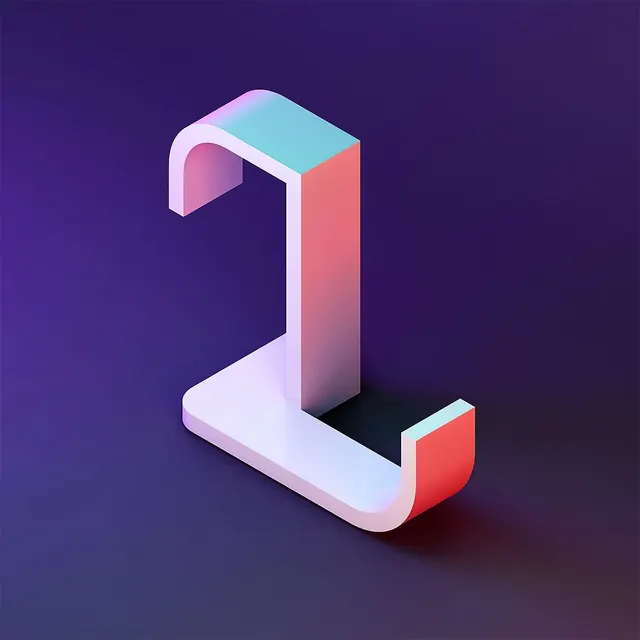 3D Abstract Geometric Logo, 3d-render, gradient-heavy, vibrant