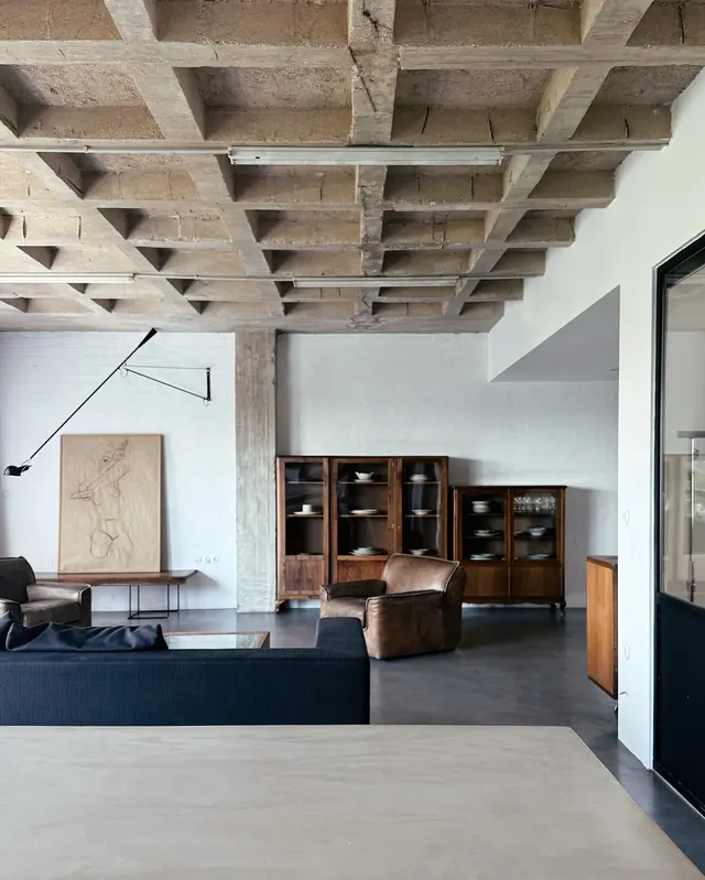 Industrial Loft Interior, minimal, light-mode, muted
