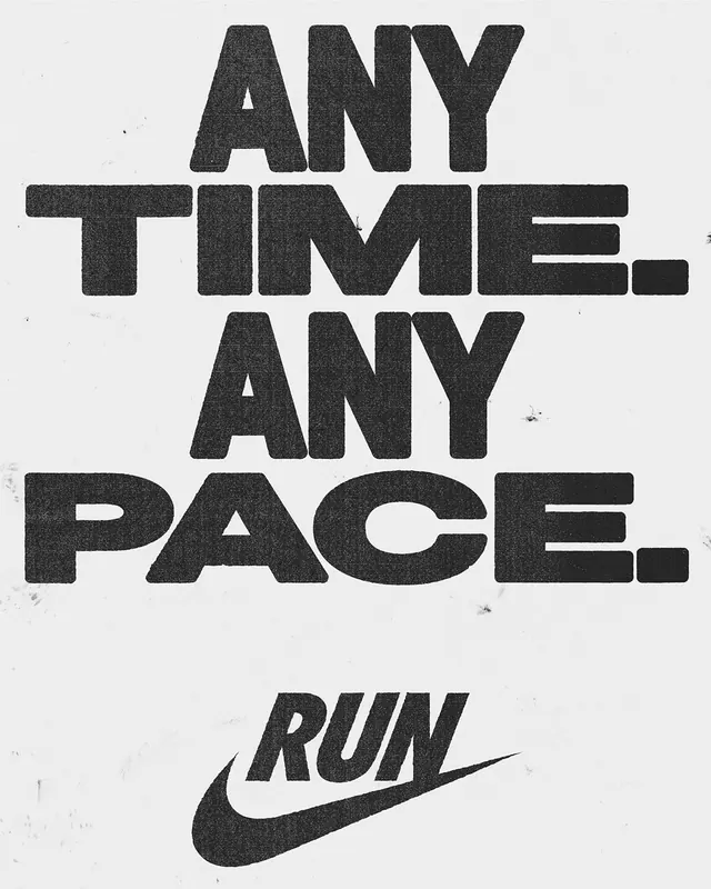 Nike Run Typography Layout, brutalist, monochrome, monochrome