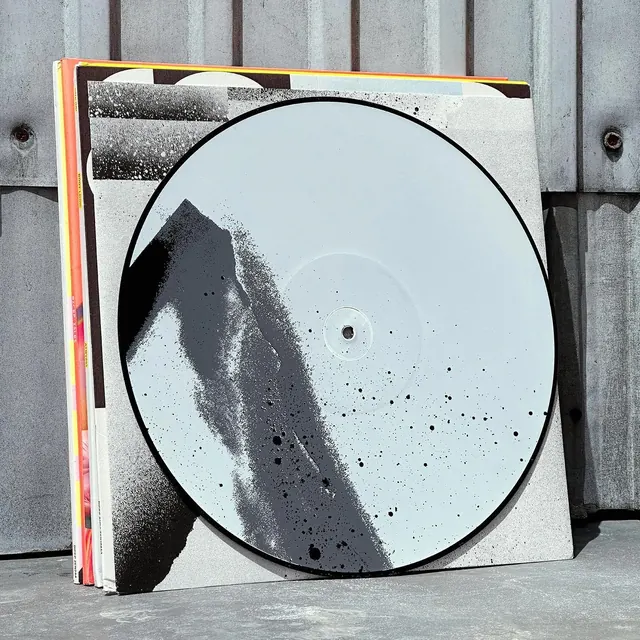 Abstract Vinyl Record Mockup, brutalist, monochrome, monochrome
