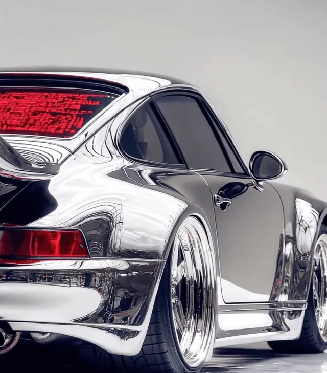 Chrome Classic Sports Car, luxury, monochrome, high-contrast