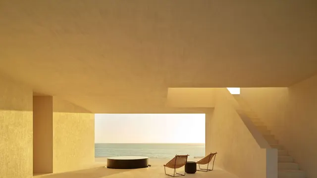 Minimalist Interior Architectural Render, minimal, geometric, warm