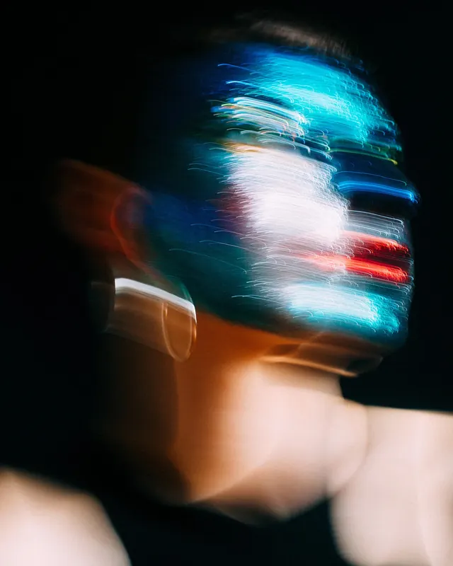 Motion Blur Portrait, abstract, gradient-heavy, dark