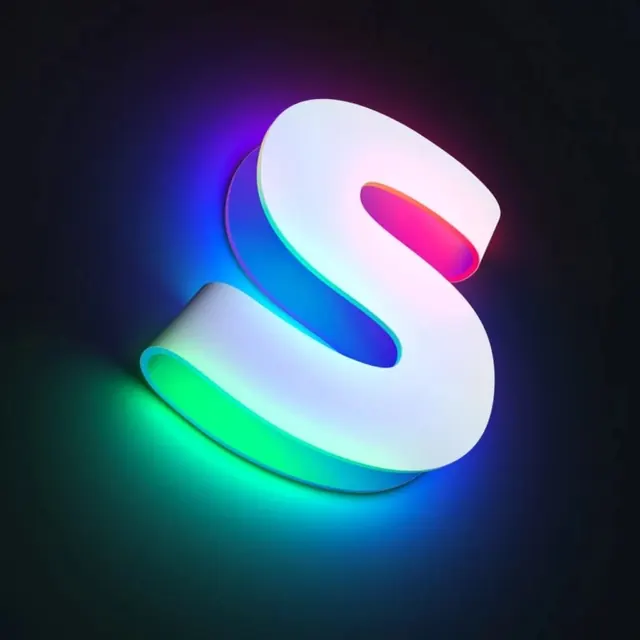 Neon S Logo, gradient-heavy, dark-mode, vibrant