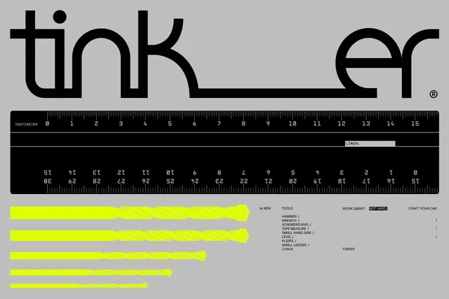 Tinker Wordmark and Identity System, minimal, swiss, monochrome