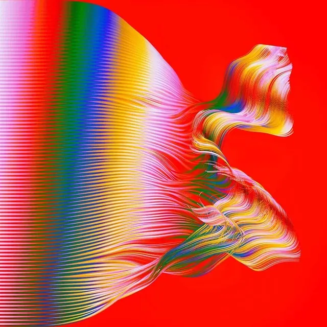 Abstract Rainbow Ribbon Graphic, maximalist, gradient-heavy, vibrant