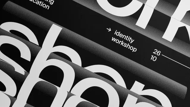 Identity Workshop Typography Layout, minimal, swiss, monochrome