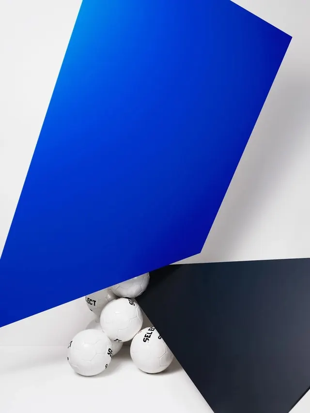 Blue and Black Geometric Composition, minimal, geometric, high-contrast