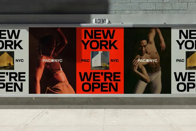 New York We're Open Billboard, minimal, high-contrast