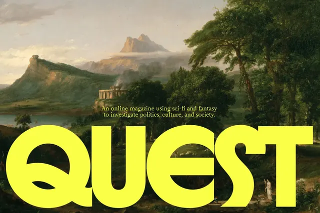 Quest Typography and Landscape Graphic, organic, illustrated, vibrant