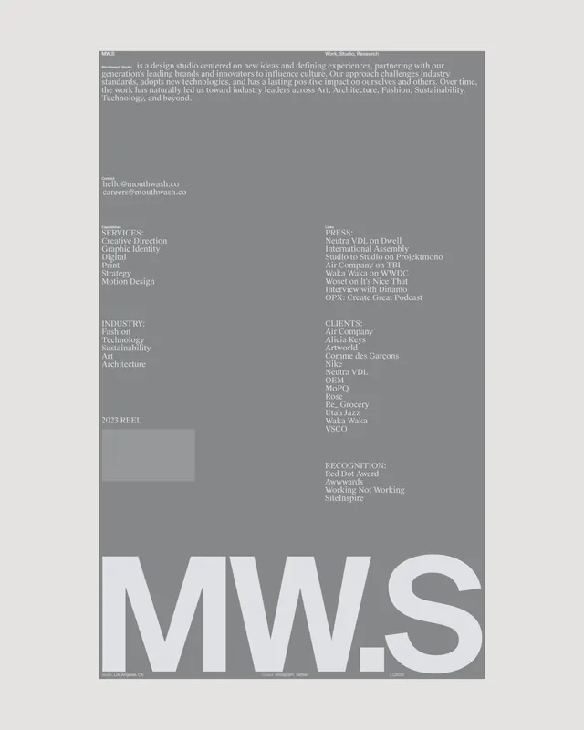 MW.S Typography and Identity Layout, minimal, swiss, monochrome