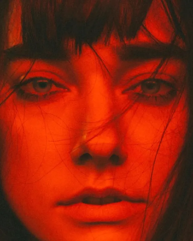 Red Toned Portrait, abstract, vibrant