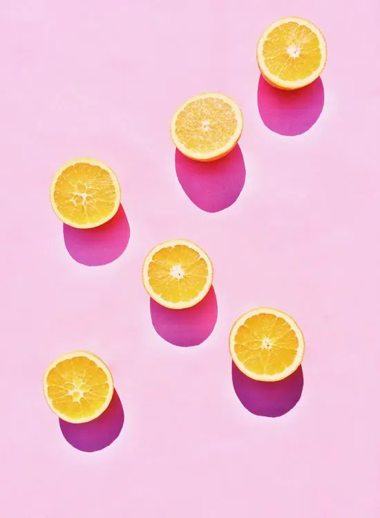 Floating Citrus Slices, minimal, flat, vibrant