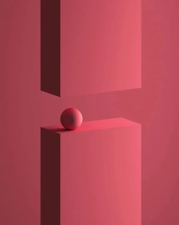 Pink Geometric 3D Composition, minimal, geometric, vibrant