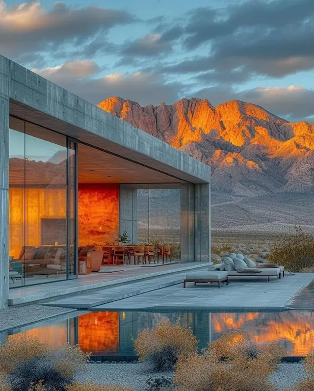 Modern Desert Villa Architecture, minimal, luxury, warm