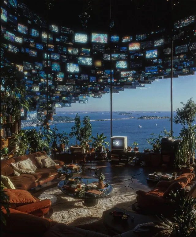 Futuristic Interior Lounge, dark-mode, luxury, dark