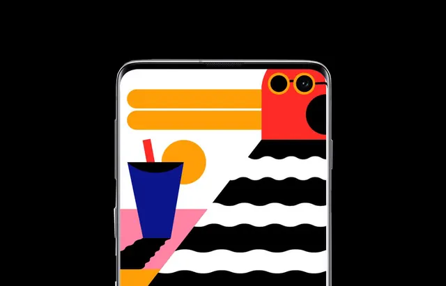 Abstract Graphic Smartphone Mockup, neo-brutalist, maximalist, vibrant