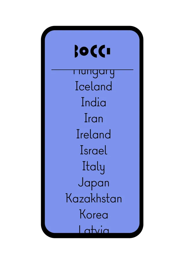 Country List Graphic, minimal, boxed, high-contrast