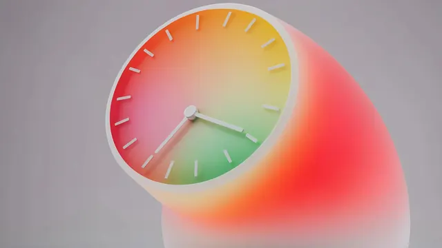 Gradient Clock Illustration, 3d-render, gradient-heavy, vibrant