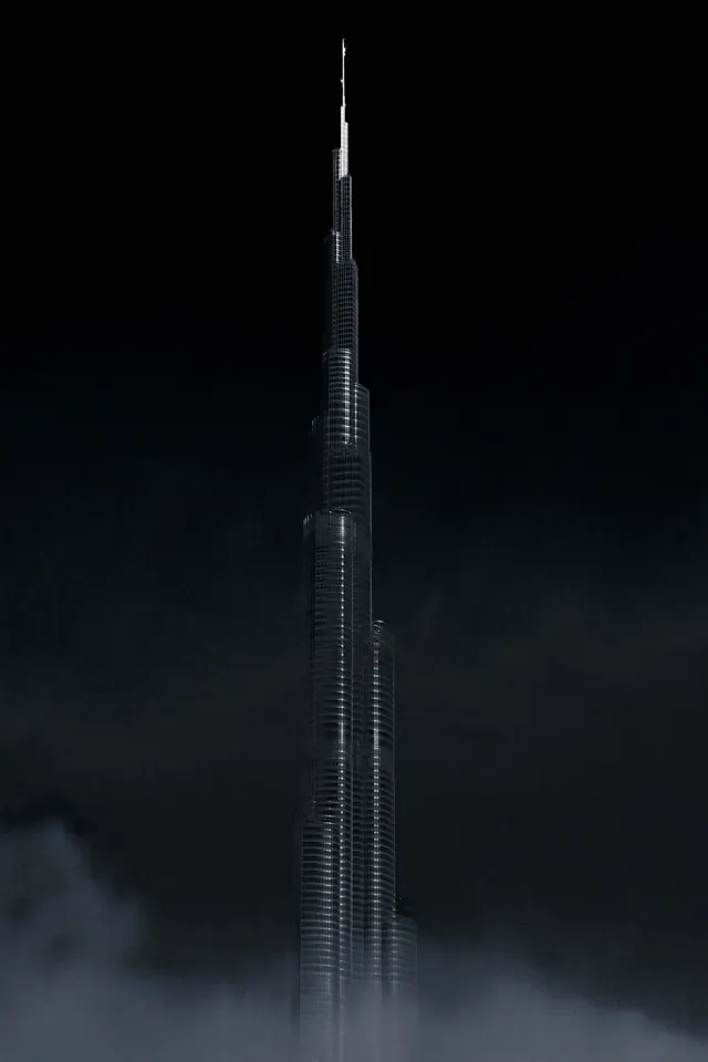 Skyscraper in Fog, minimal, monochrome, monochrome