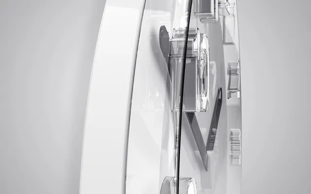 Close-up of a White Circular Object with Metallic Hardware, minimal, photographic, monochrome