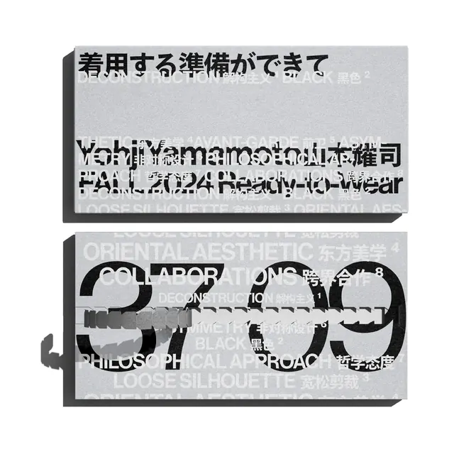 Yoshi Yamamoto Studio Fall 2024 Identity, swiss, brutalist, monochrome