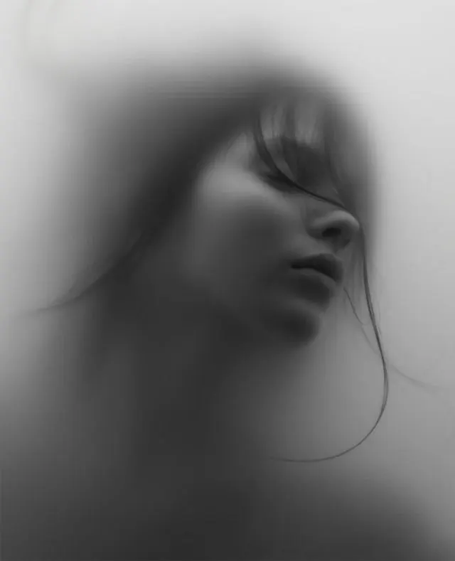 Blurred Portrait Study, monochrome, abstract, monochrome