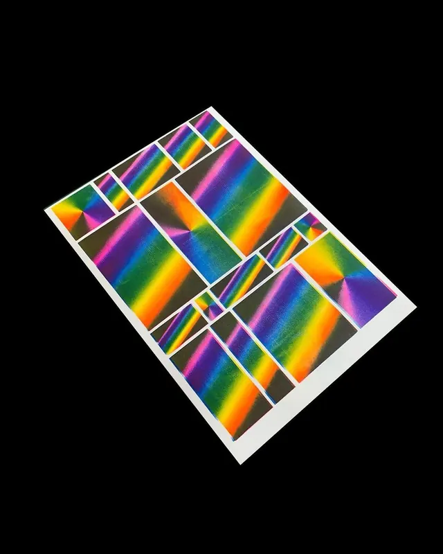 Iridescent Geometric Grid, geometric, gradient-heavy, vibrant