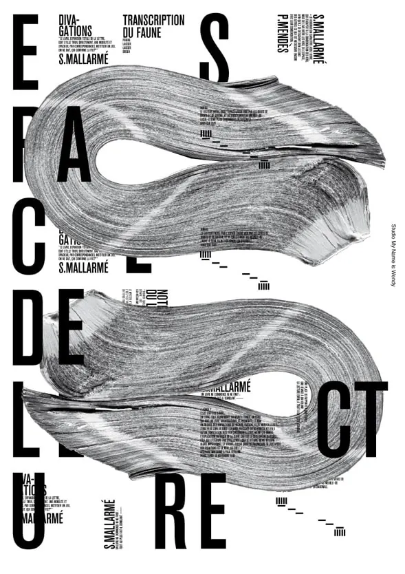 Abstract Wood Grain Typography Composition, brutalist, technical, monochrome