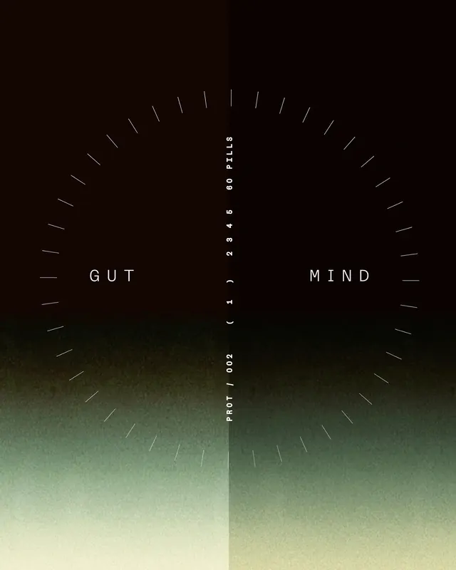 Gut vs Mind Editorial Graphic, minimal, swiss, dark