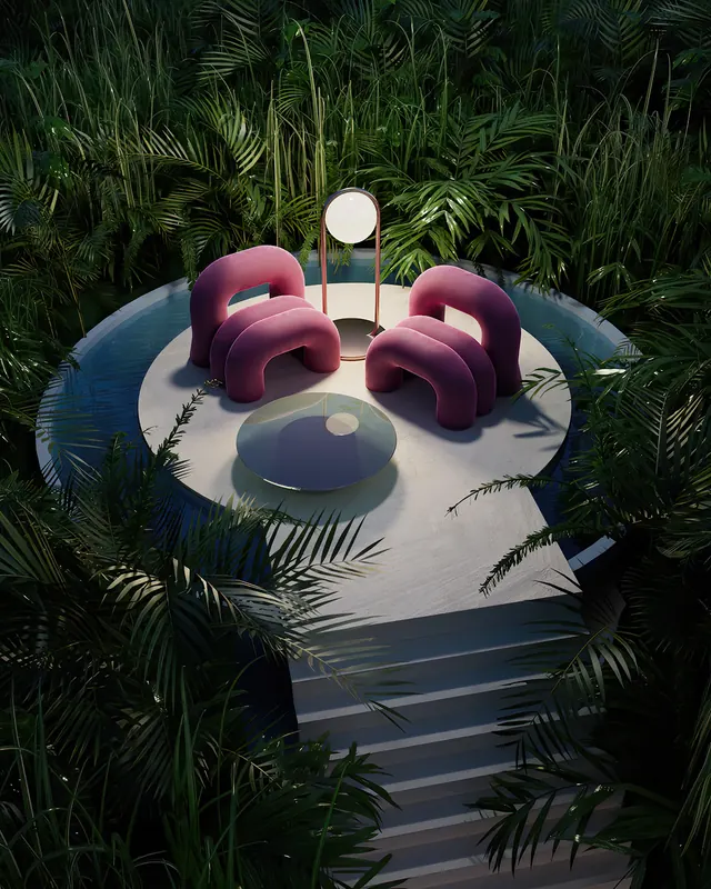 Tropical Lounge 3D Scene