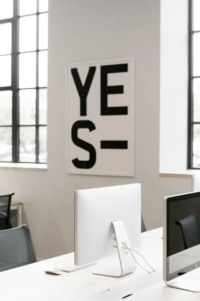 YES- Wordmark Mockup, minimal, swiss, monochrome