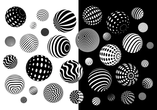 Geometric Sphere Pattern Study, minimal, geometric, monochrome