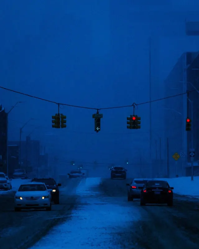 Blue Night Street Scene, photographic, dark-mode, dark