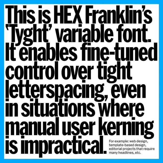 HEX Franklin Tight Variable Font Specimen