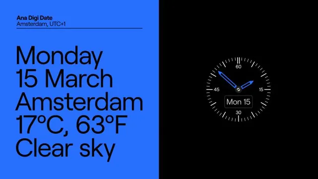 Weather and Date Display, minimal, corporate-clean, high-contrast