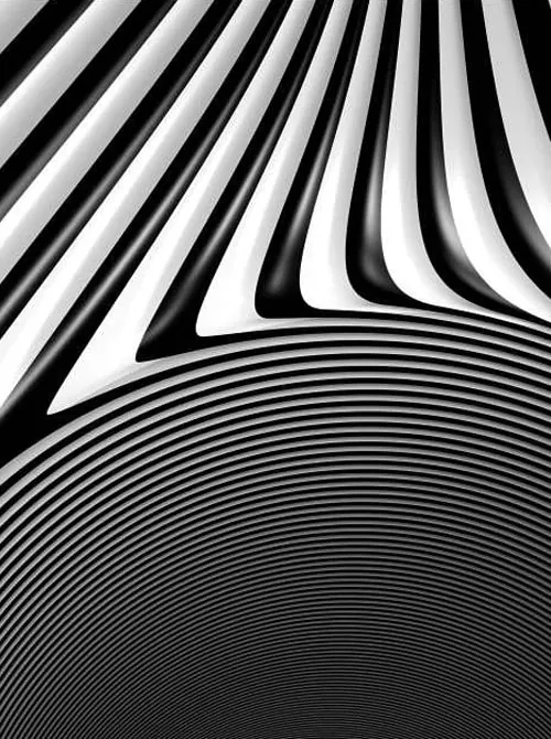 Optical Illusion Wave Pattern, minimal, geometric, monochrome