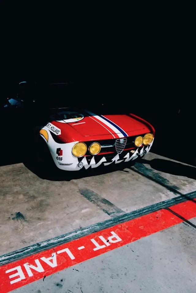 Red and White Racing Car Graphic