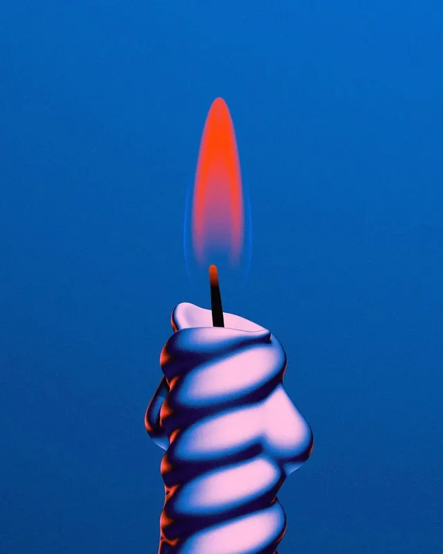 3D Rendered Candle with Flame