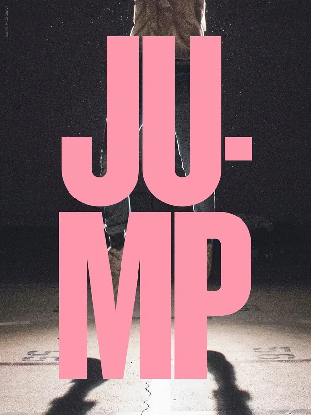 JU-MP Typography Design, brutalist, maximalist, high-contrast