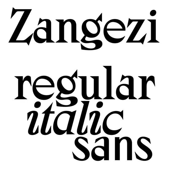 Zangezi type specimen regular italic sans, minimal, monochrome, monochrome