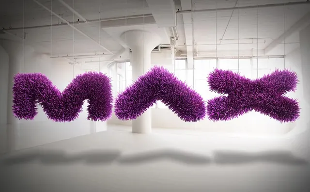 3D Textured Logo Installation, abstract, playful, vibrant